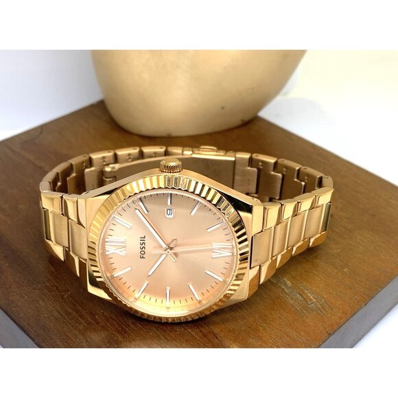 Fossil Women\'s Watch ES5258 Scarlette Quartz Rose Gold Tone Stainless Steel 38mm